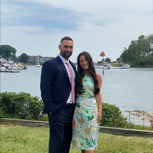 COPY - Lulus halter top tie floral cocktail dress